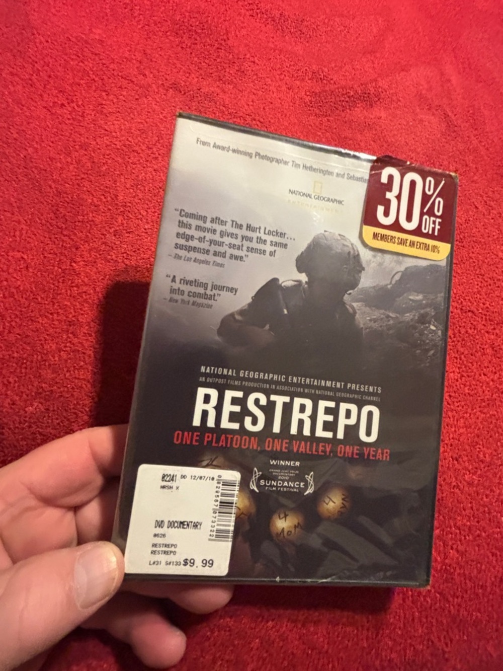 National Geographic DVD — Black and Red Restrepo Back Cover